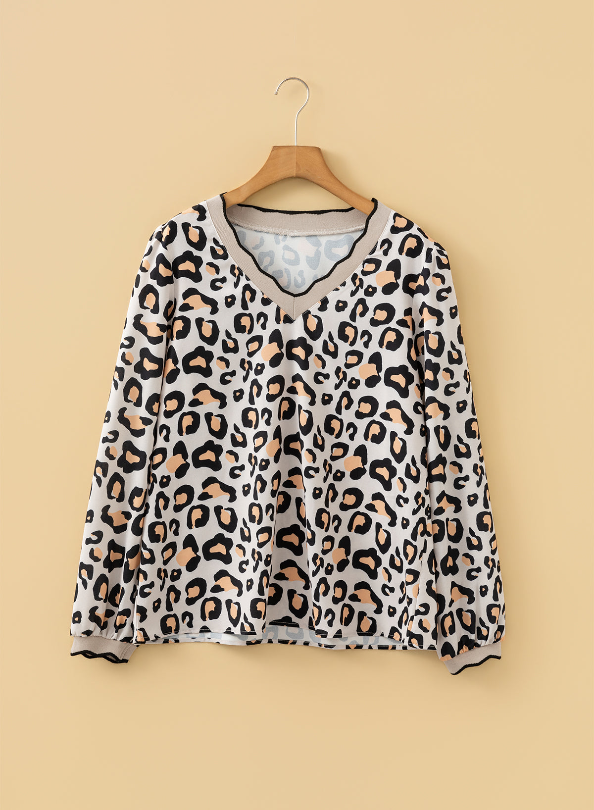 Wildwood Scallop Leopard Blouse