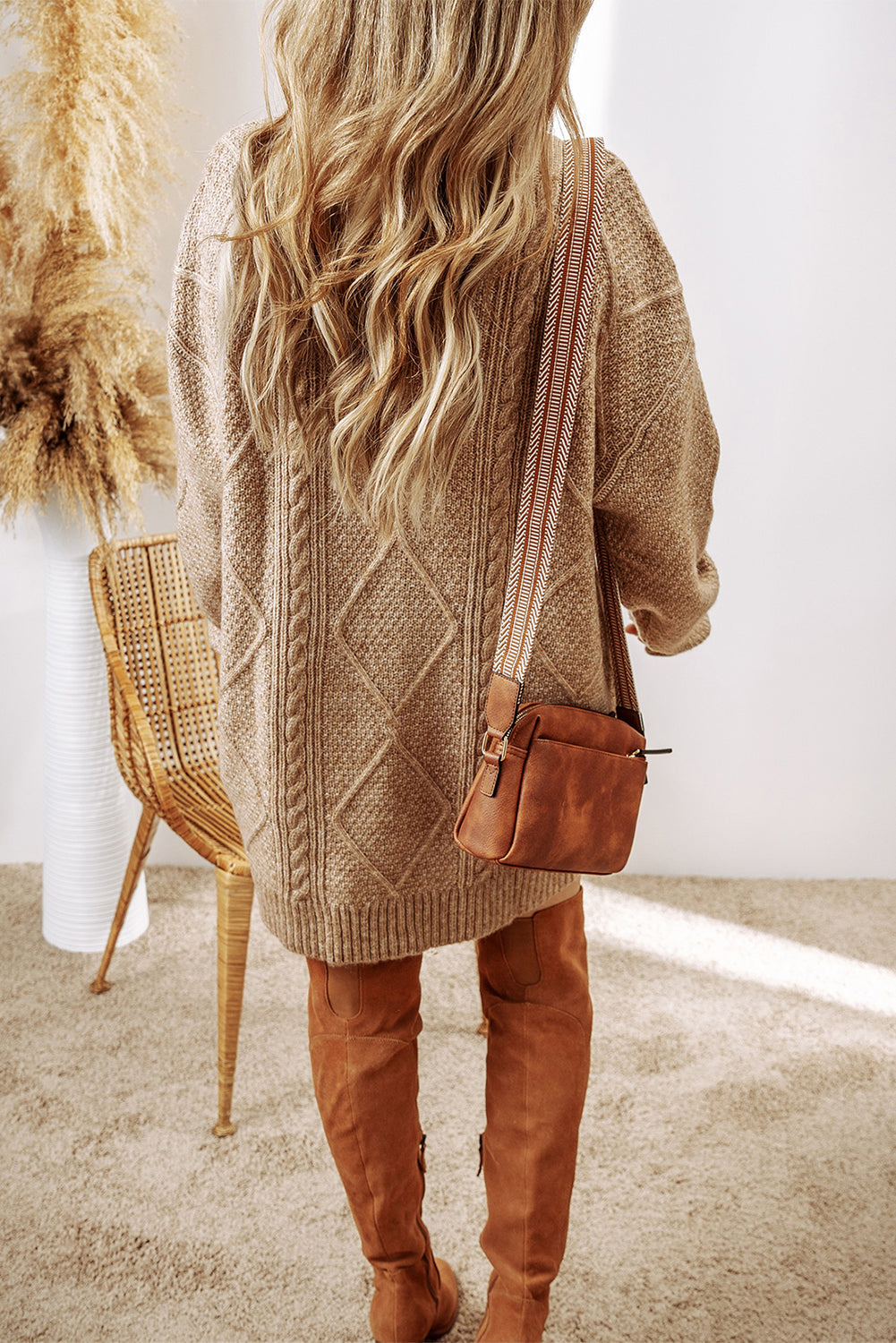 Sagebrush Cable Knit Sweater Dress