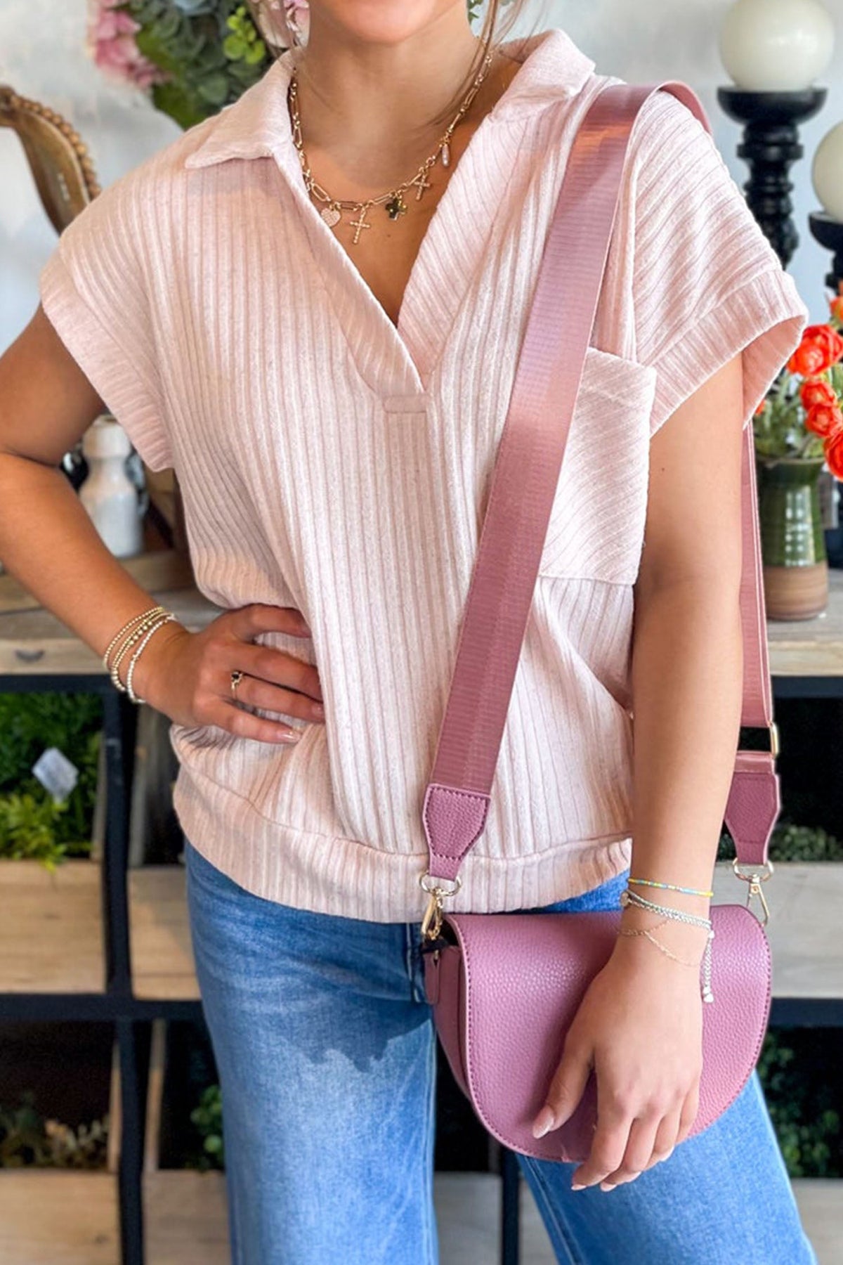Easy Days Ribbed Collared Tee
