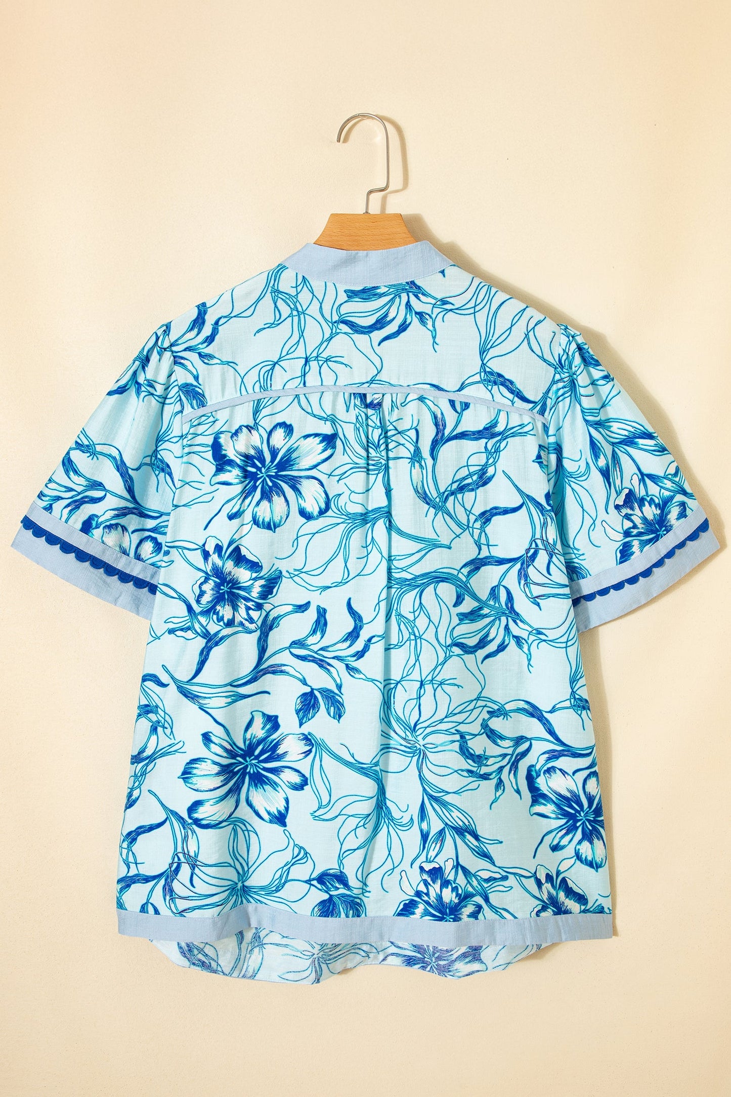 Blue Willow Scallop Trim Blouse