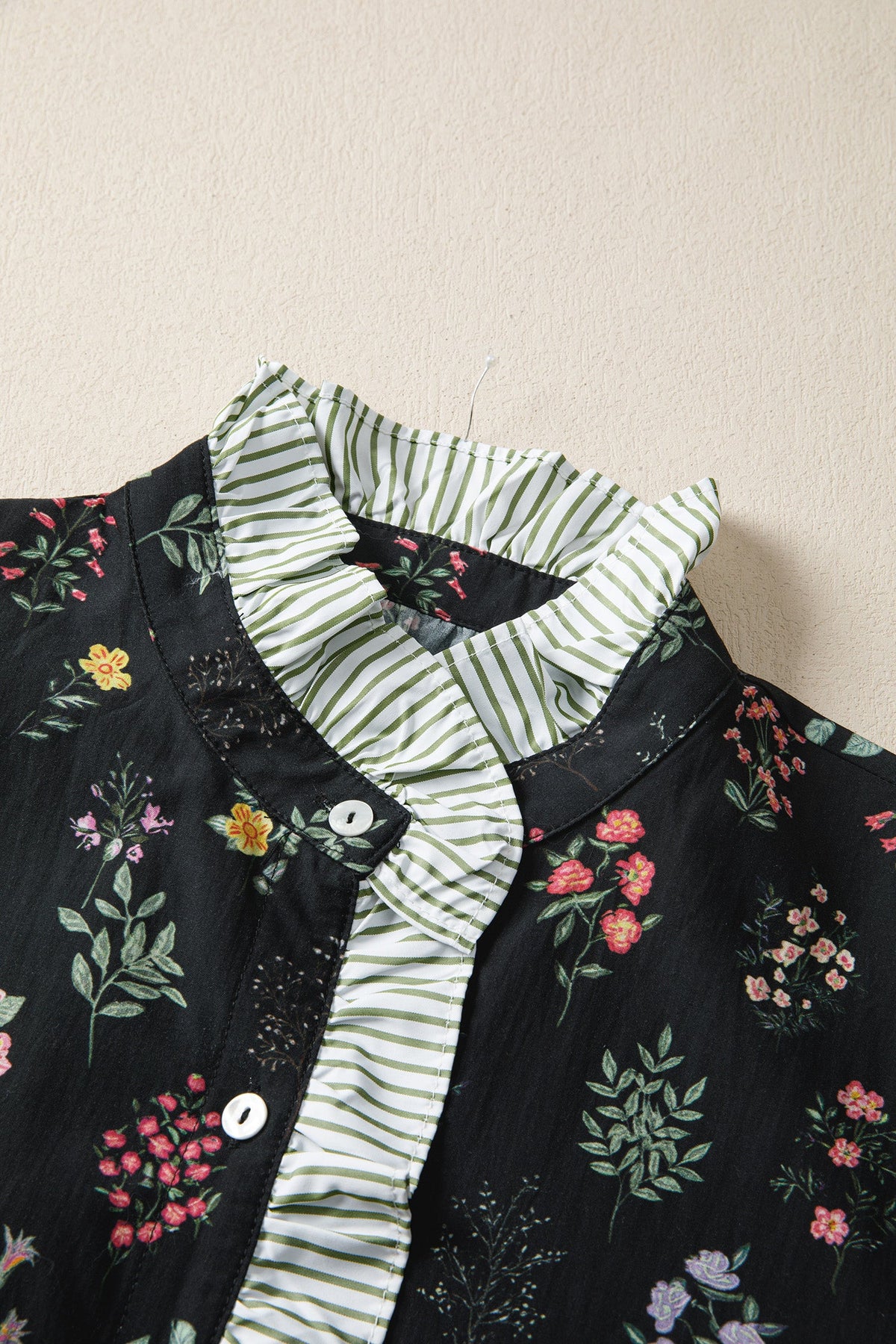 Midnight Meadow Contrast-Trim Blouse