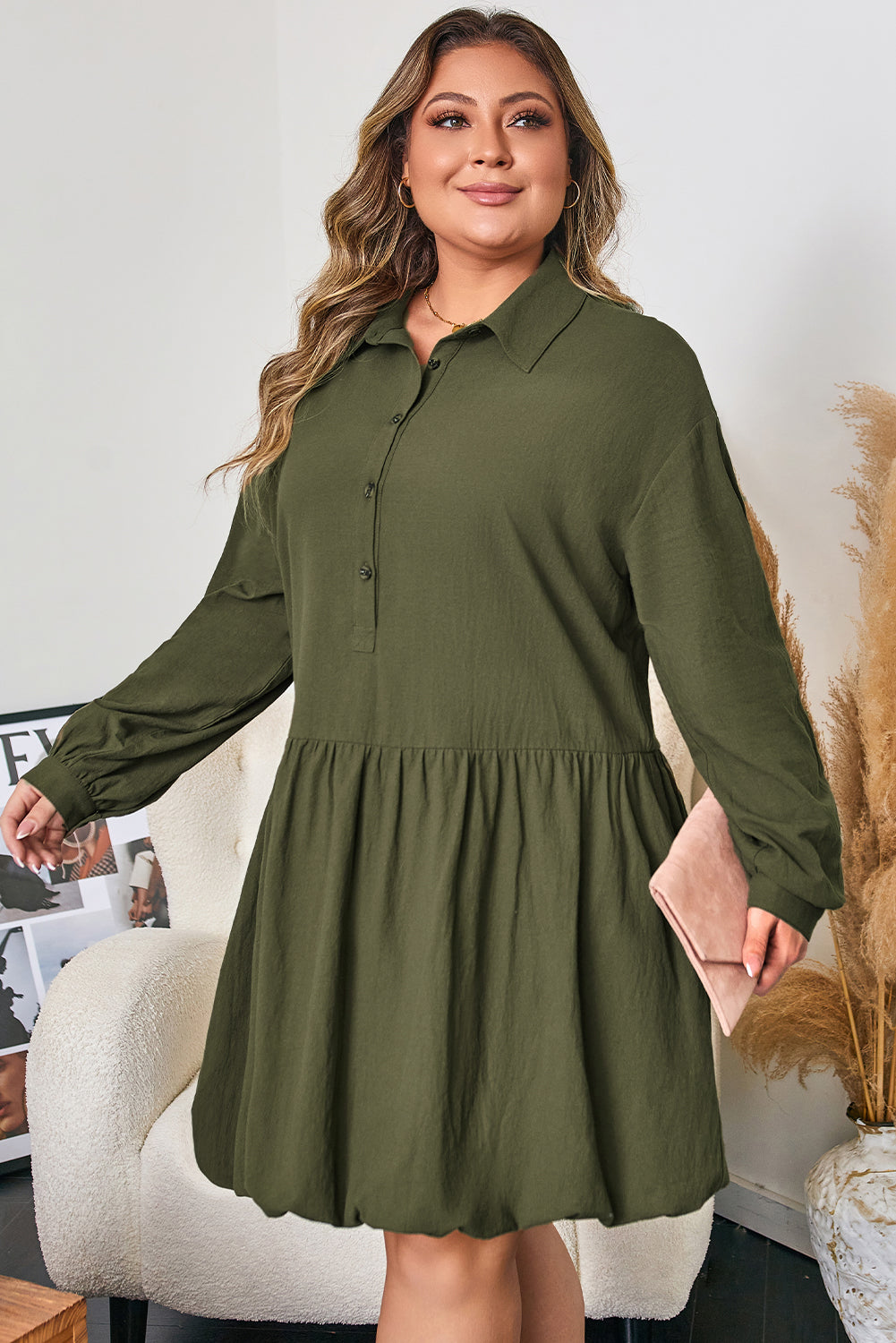 Willow Creek Olive Ruffle Dress
