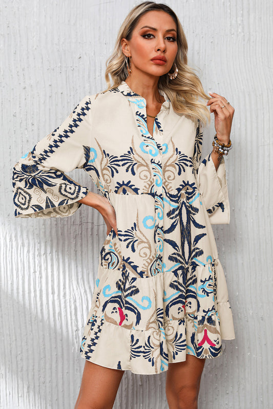 Desert Ink Tiered Mini Dress