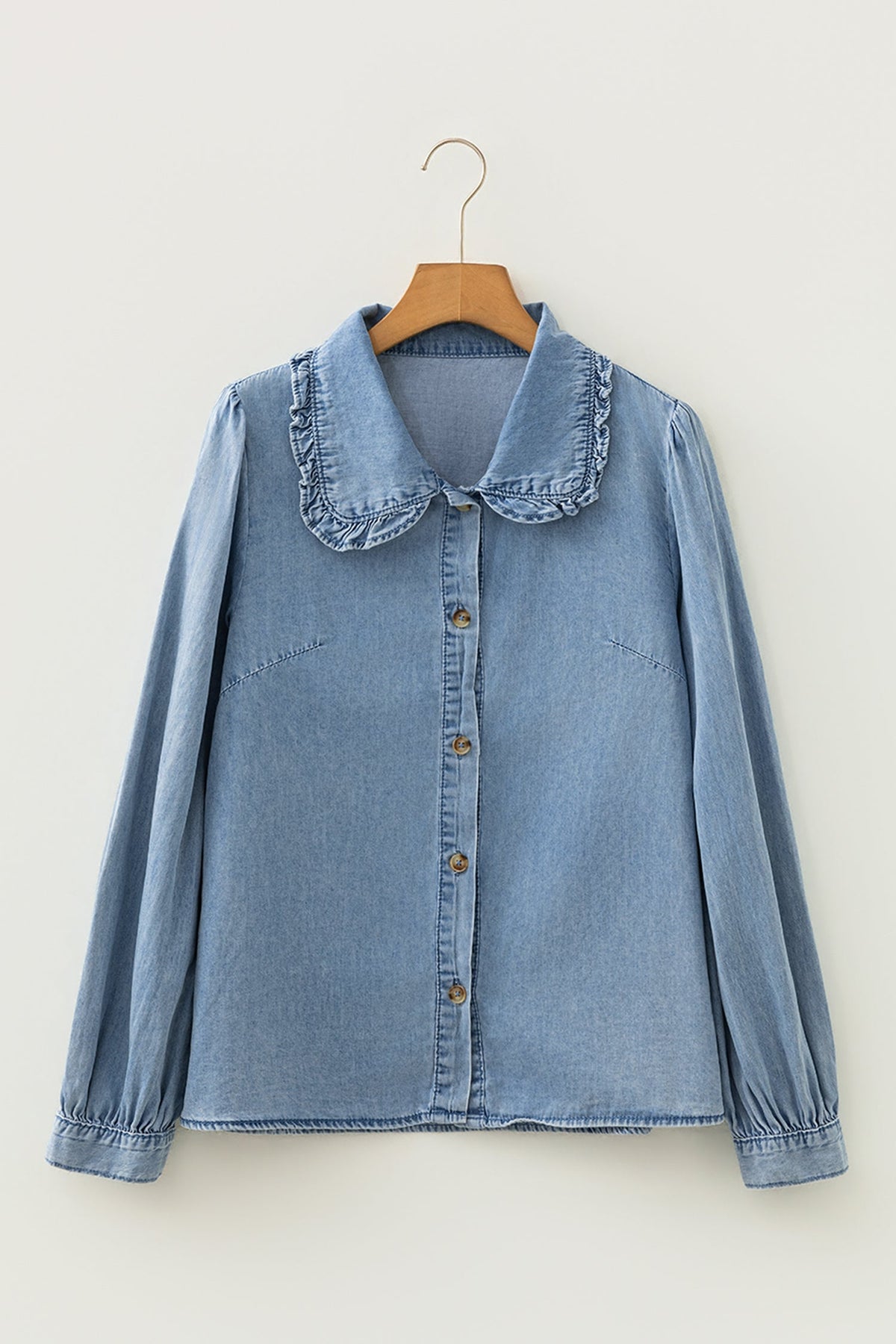 Blue Belle Ruffle Denim Shirt