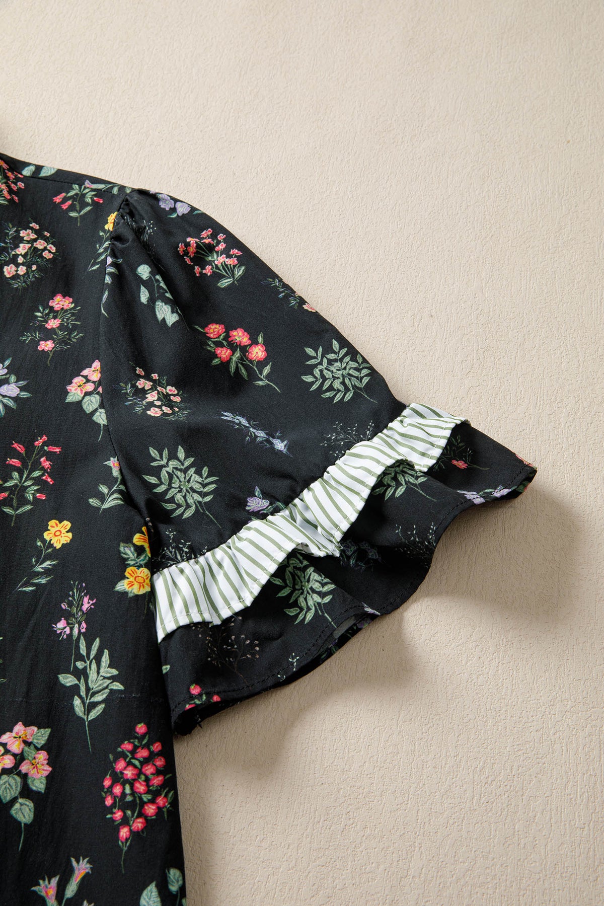 Midnight Meadow Contrast-Trim Blouse