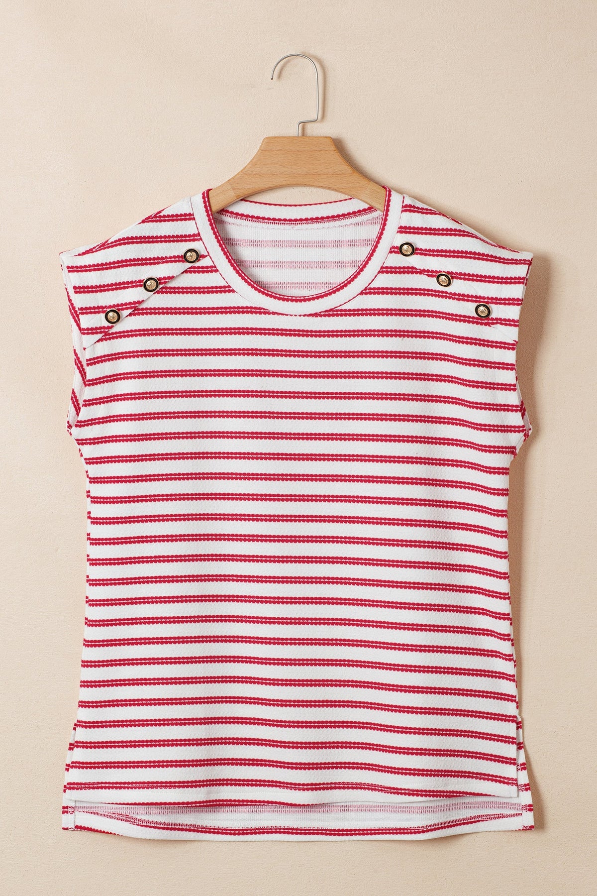 Red River Stripe Button Knit Top