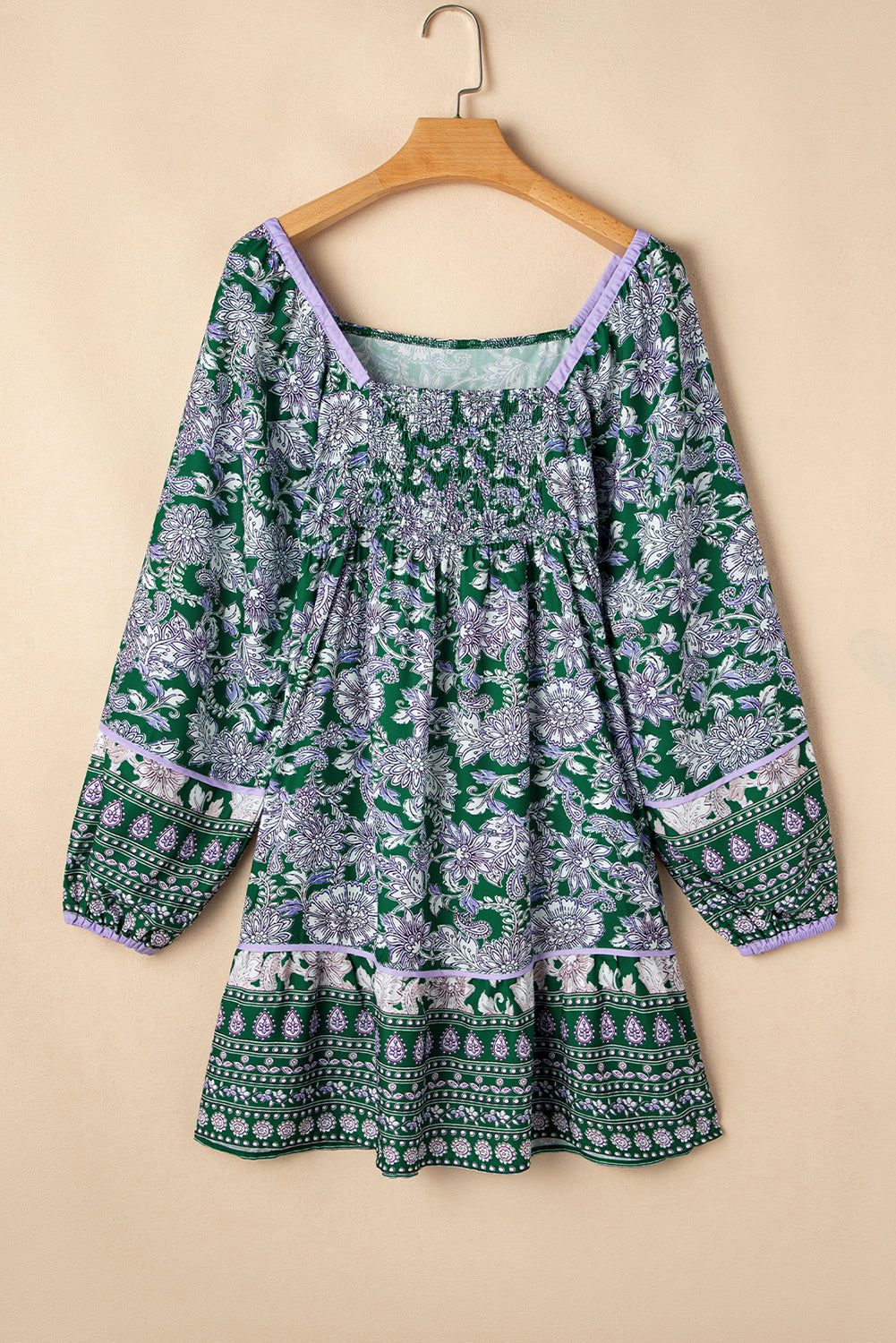 Emerald Prairie Bubble Sleeve Dress