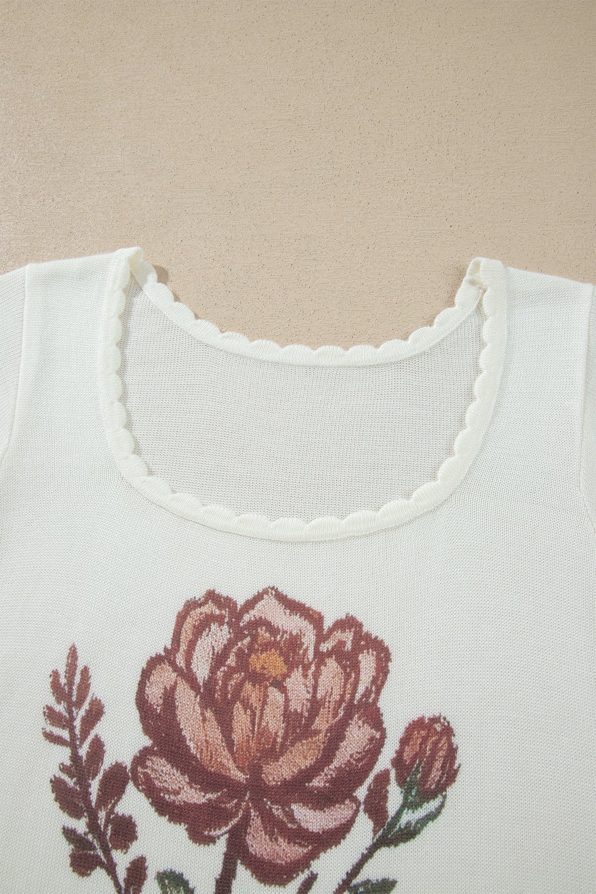 Prairie Rose Scalloped Knit Top