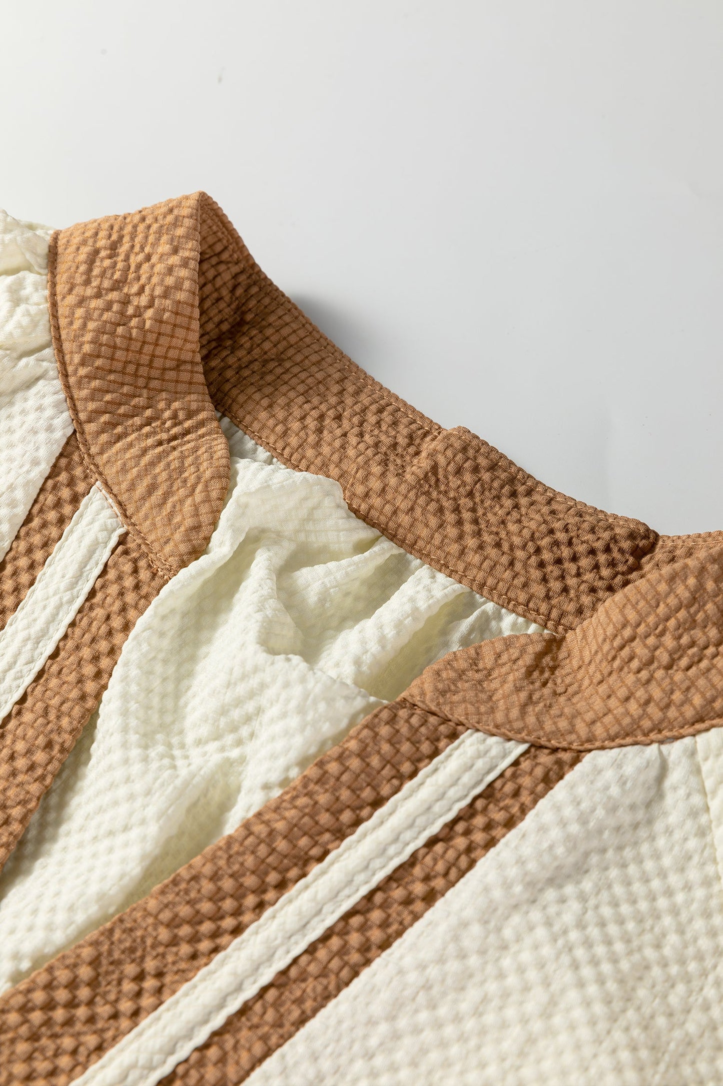 Saddle & Silk Contrast Trim Blouse