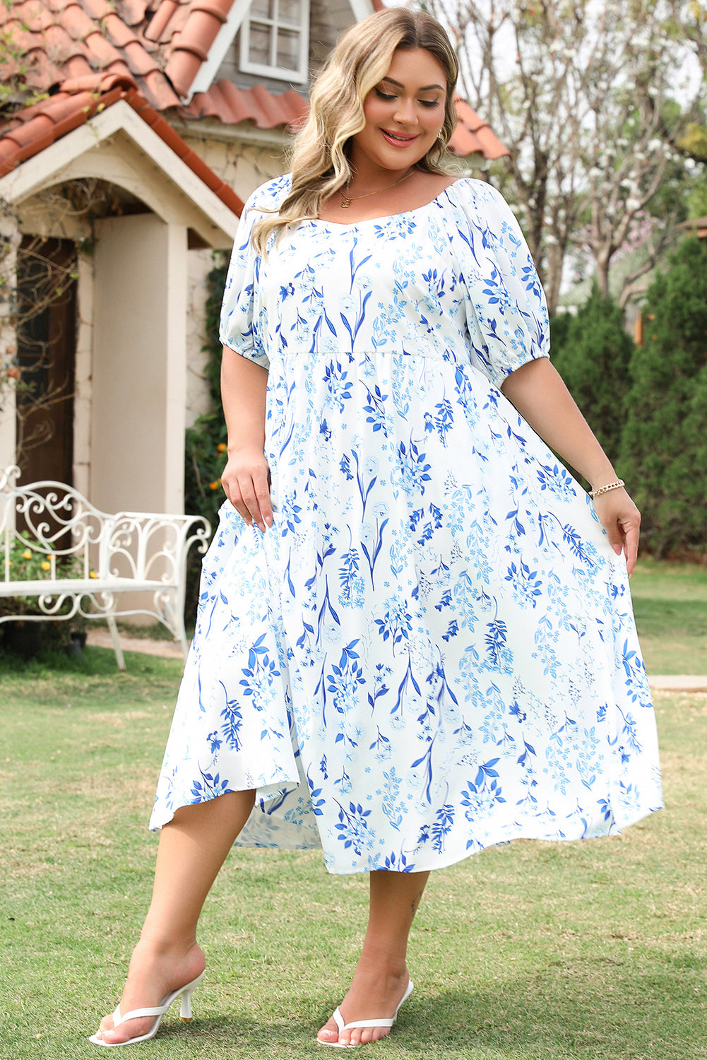 Blue Belle Floral Midi Dress