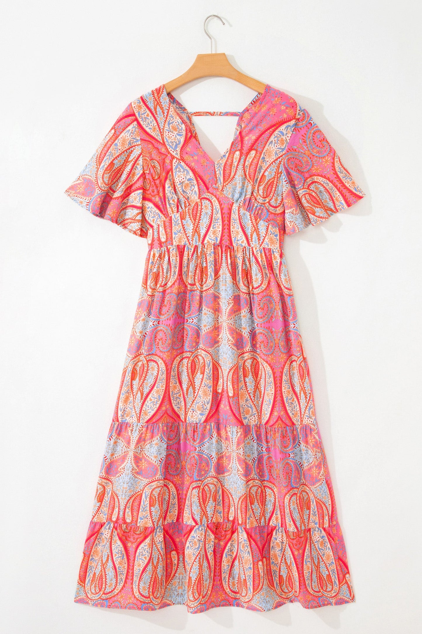 Sunset Paisley Ruffle Maxi Dress