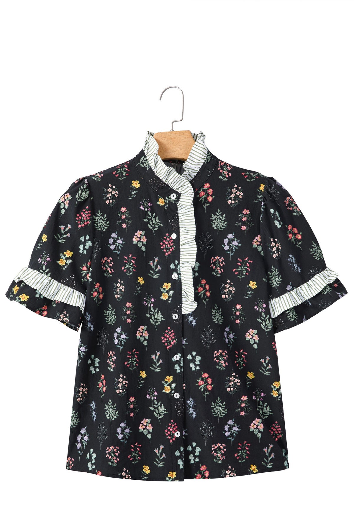 Midnight Meadow Contrast-Trim Blouse