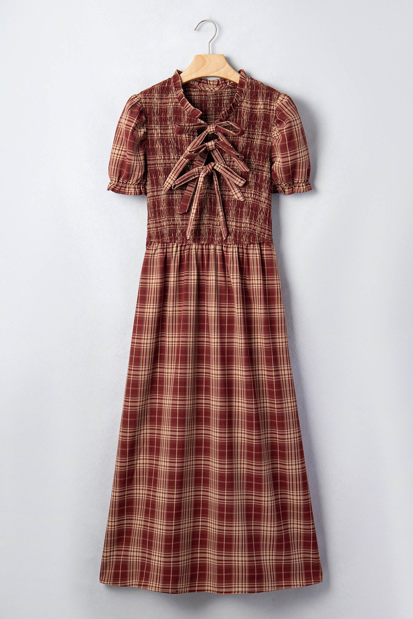 Rust & Reins Plaid Midi Dress