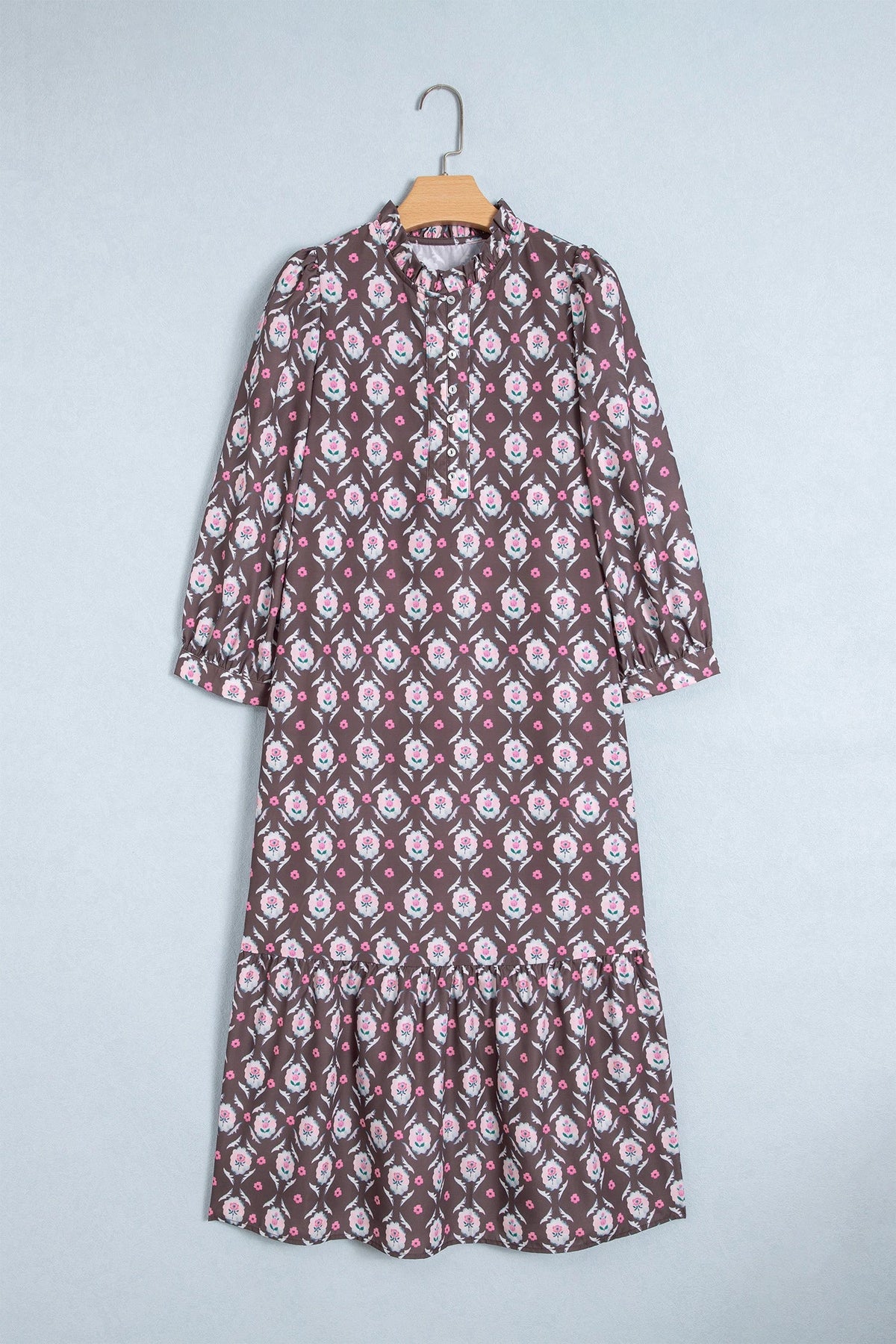 Prairie Bloom Button-Front Midi Dress