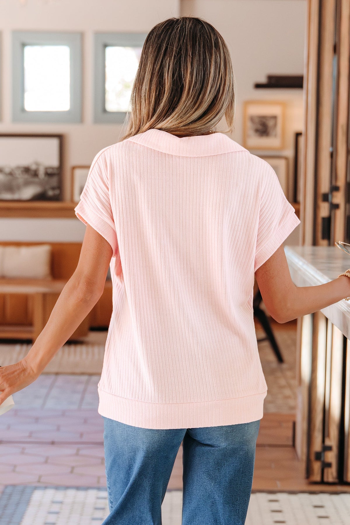 Easy Days Ribbed Collared Tee