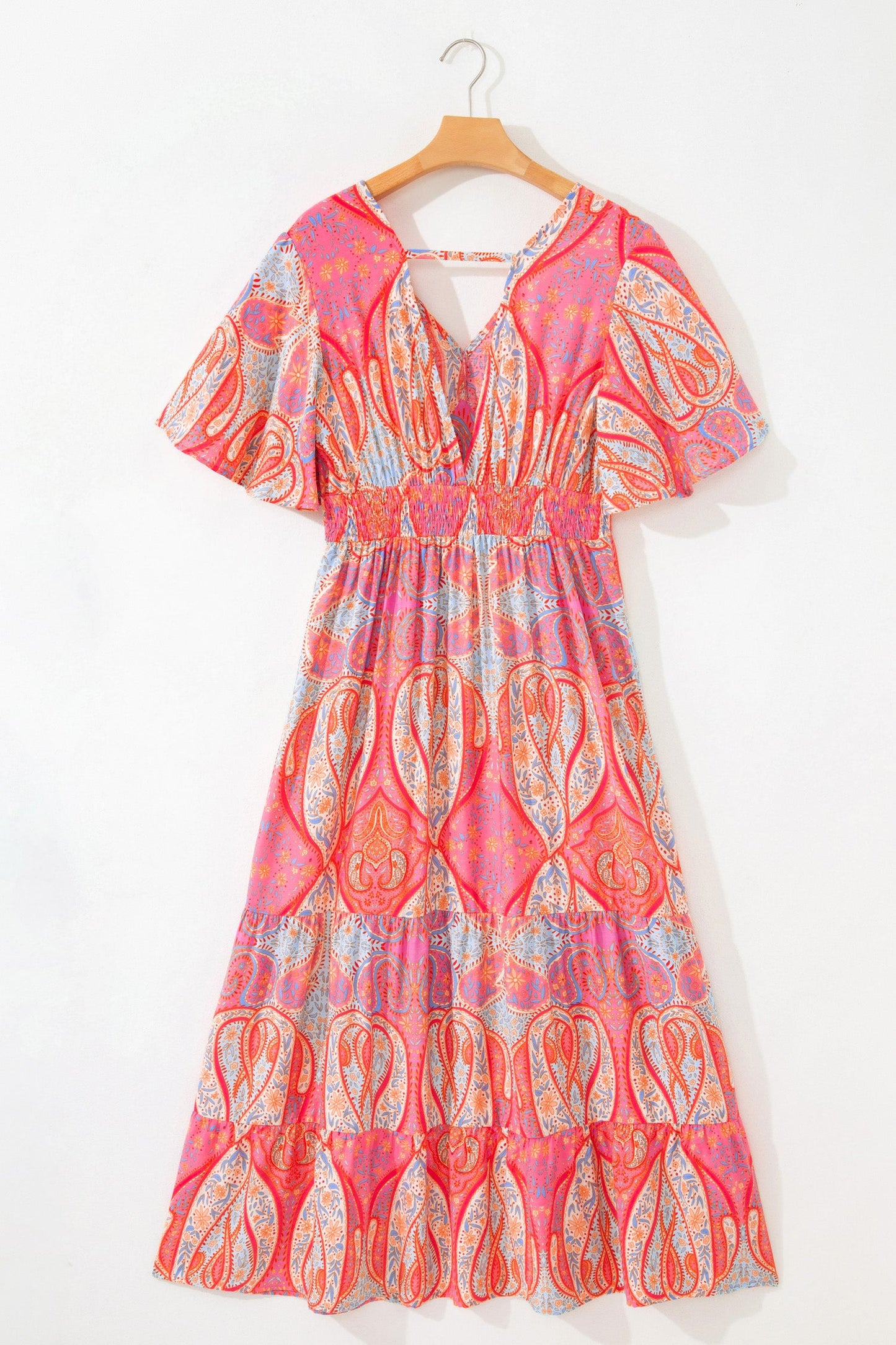 Sunset Paisley Ruffle Maxi Dress