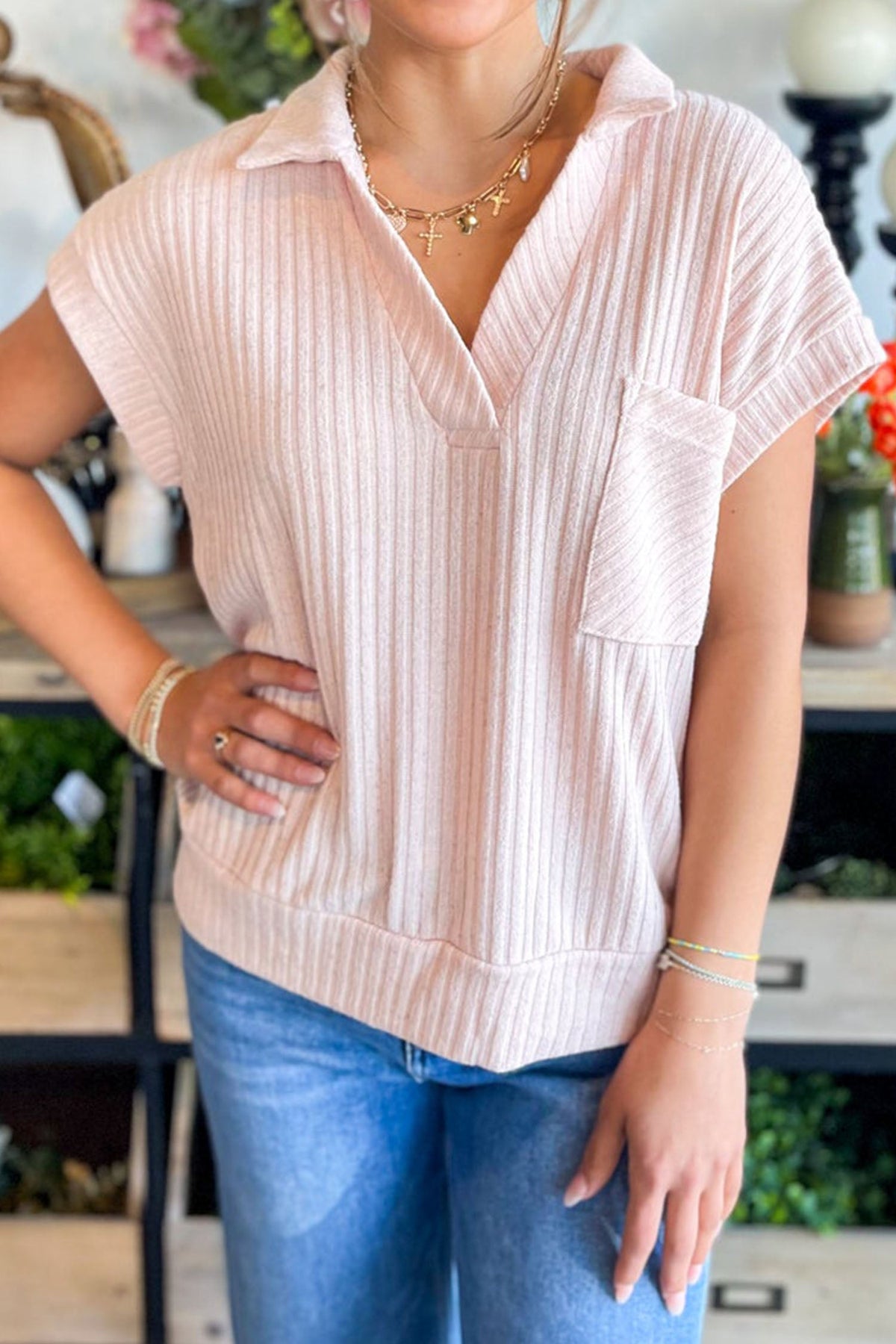 Easy Days Ribbed Collared Tee