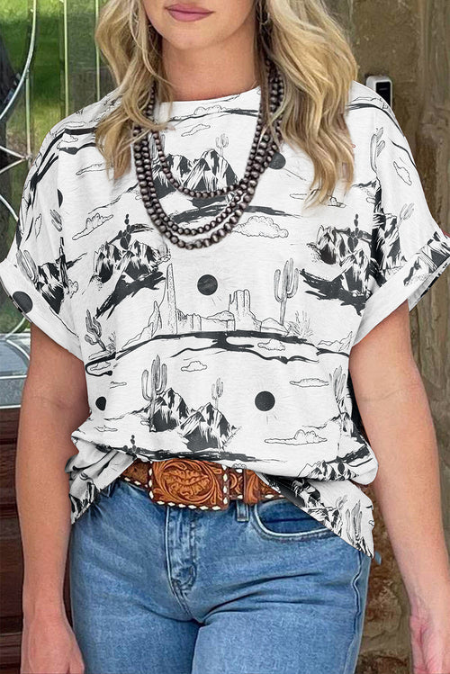 Desert Sketch Western Graphic Top