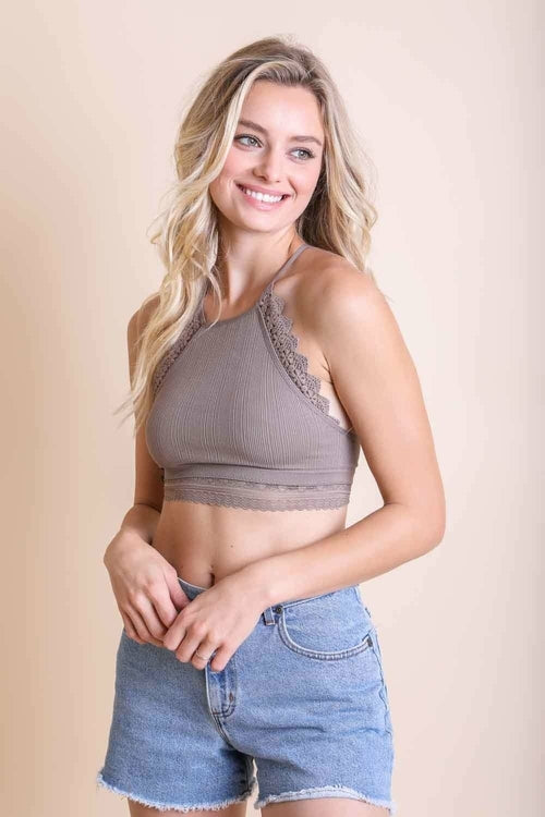 Rust High Neck Crochet Bralette