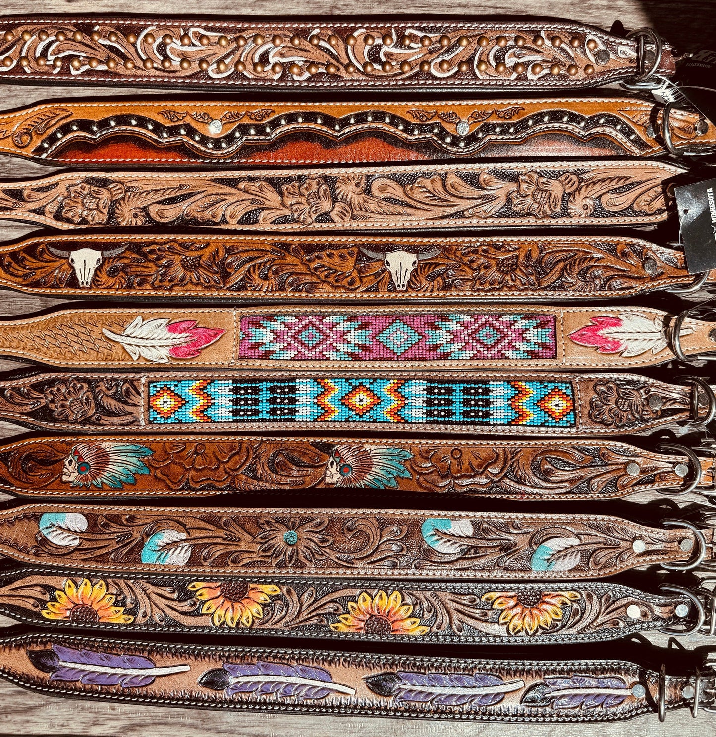 The Ranch Hand Western Leather Dog Collar Collection