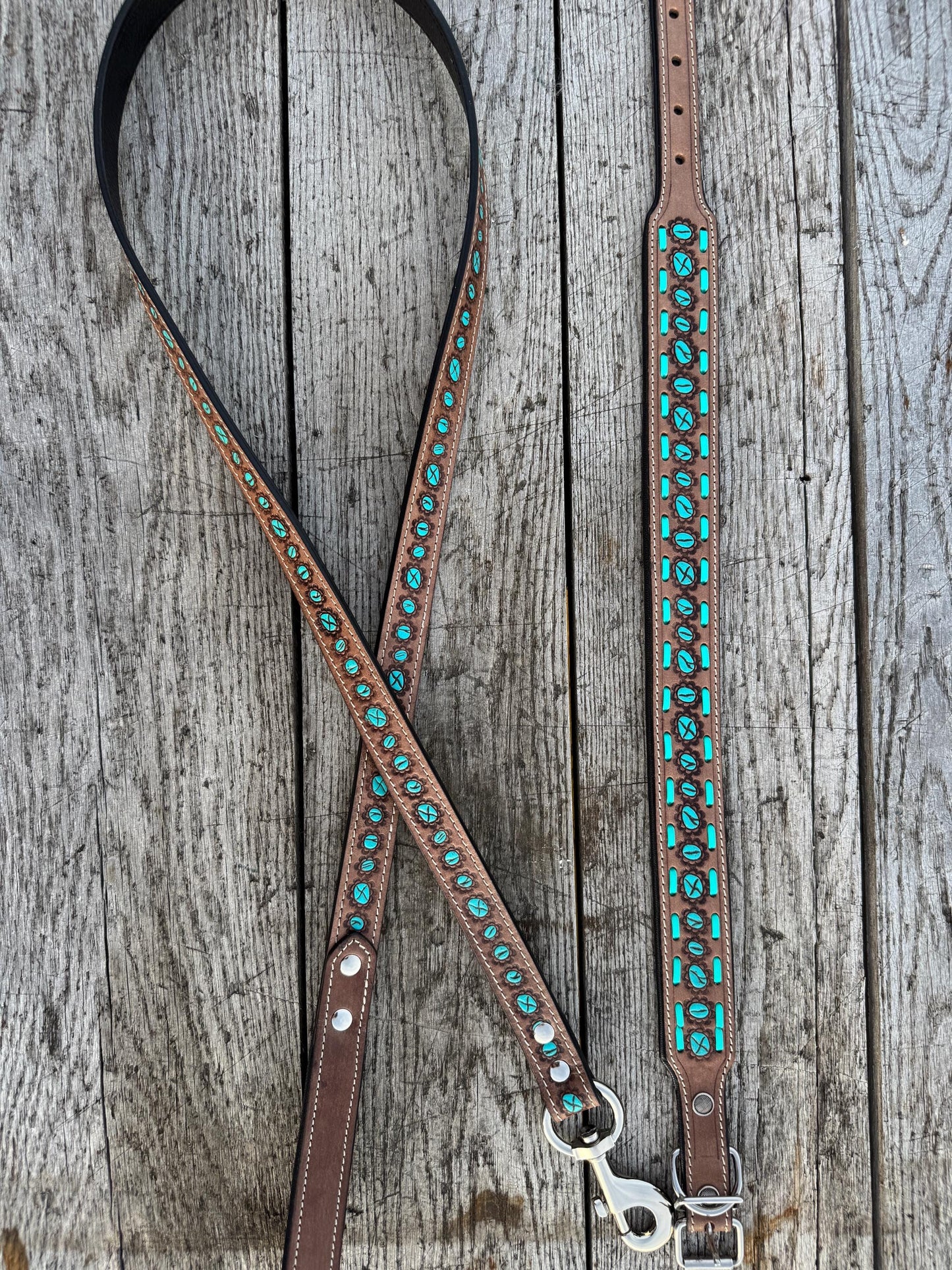 The Turquoise Trail Western Dog Collar & Leash Collection