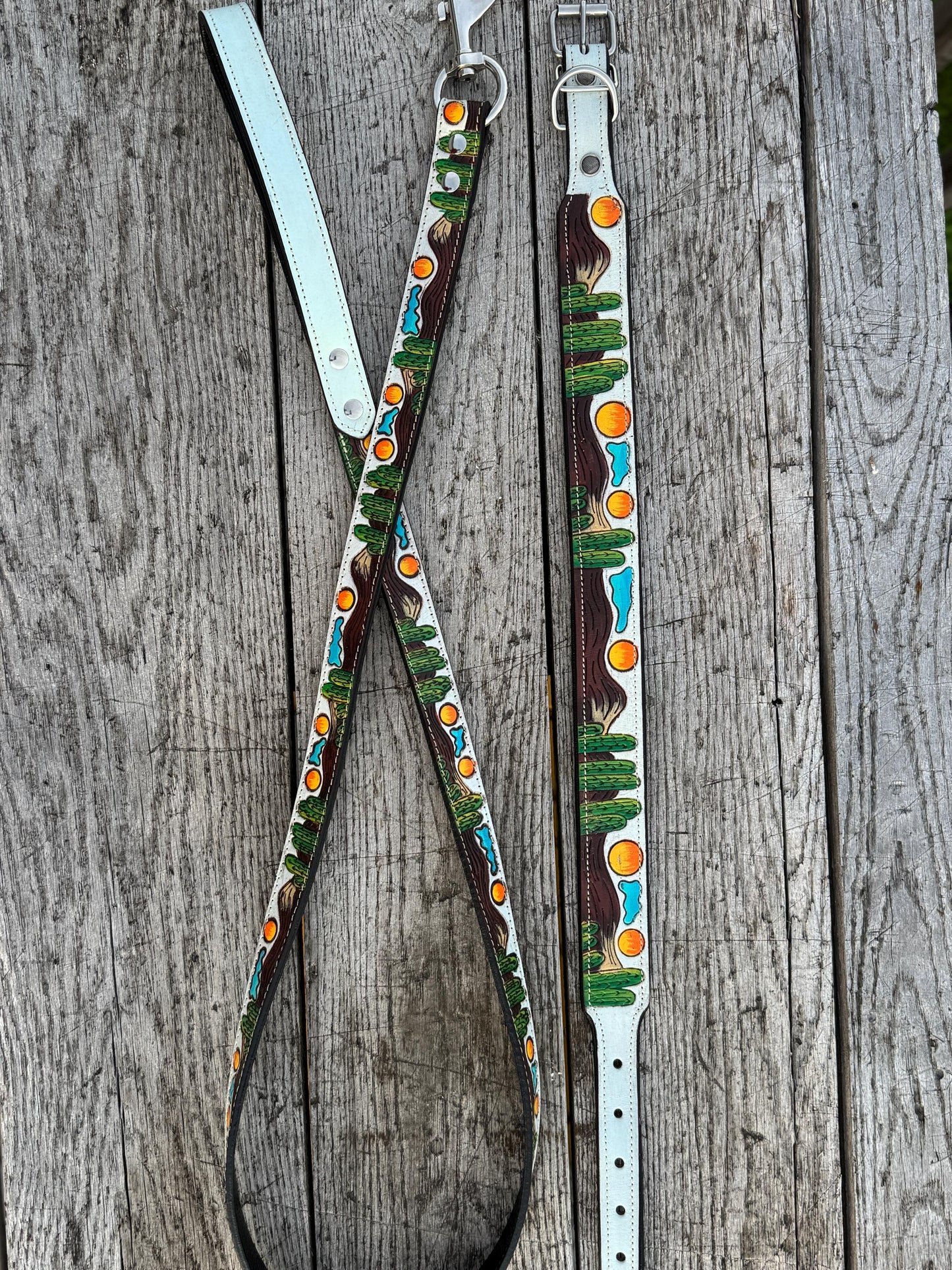 The Turquoise Trail Western Dog Collar & Leash Collection