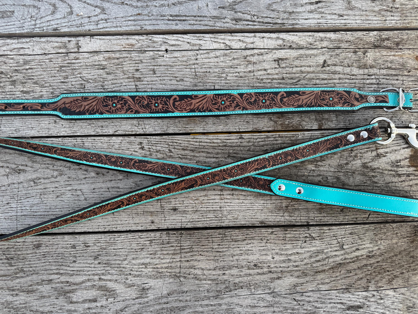 The Turquoise Trail Western Dog Collar & Leash Collection