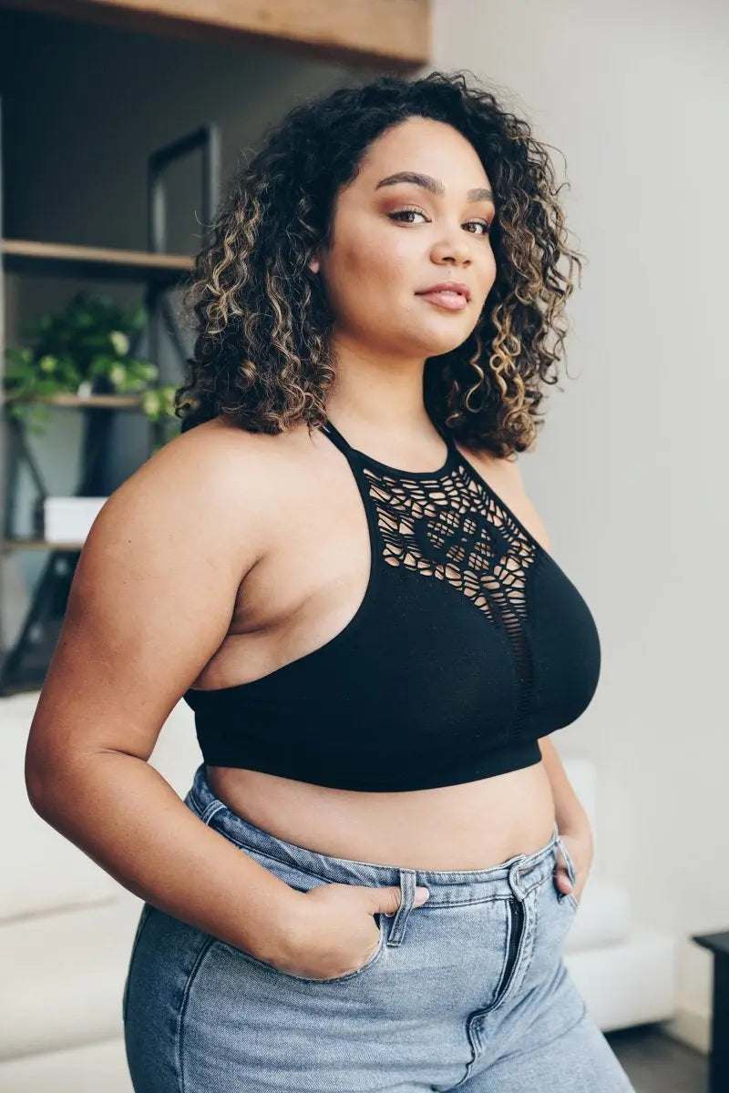 The Midnight Lace High Neck Bralette