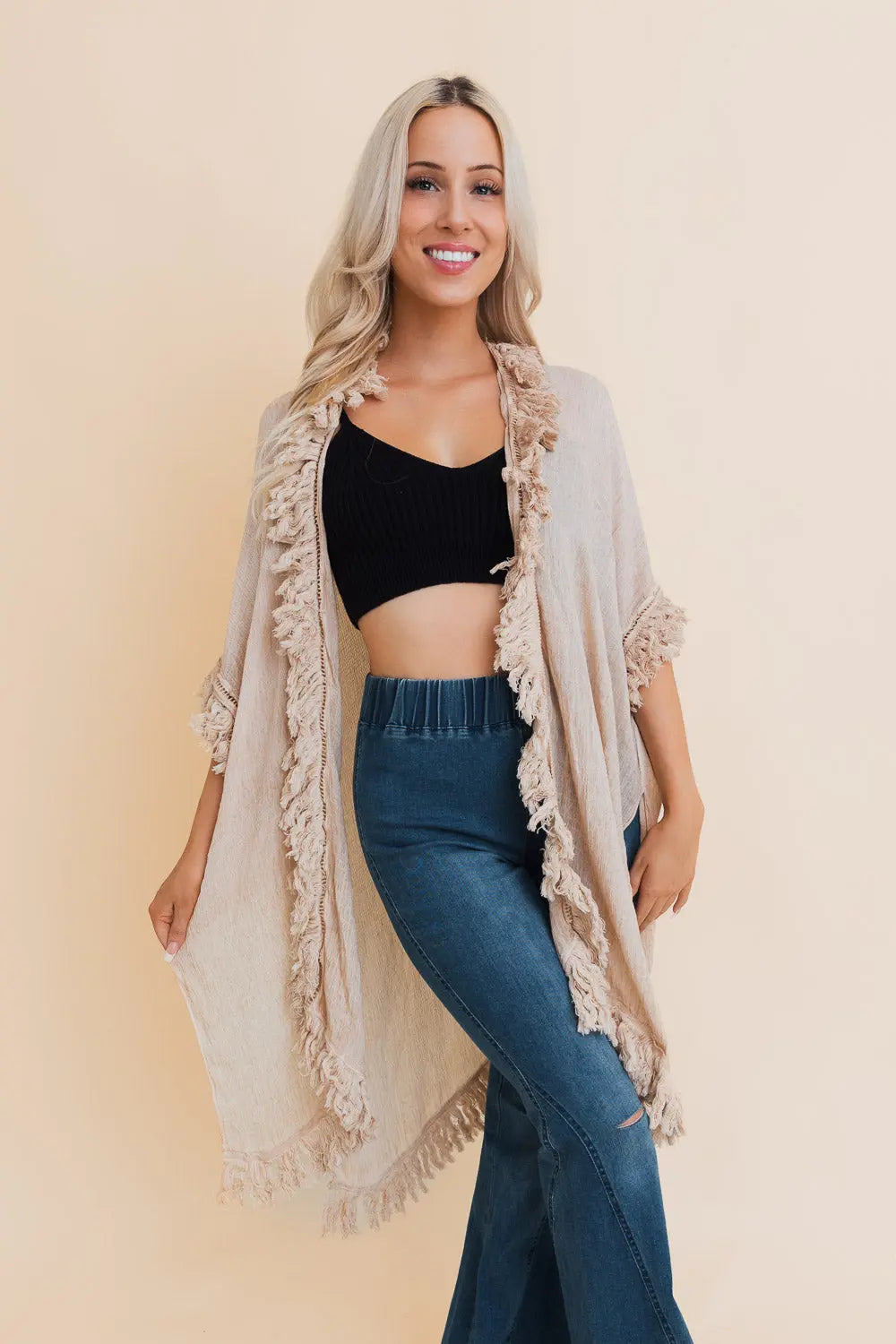 The Sunwashed Prairie Fringe Kimono