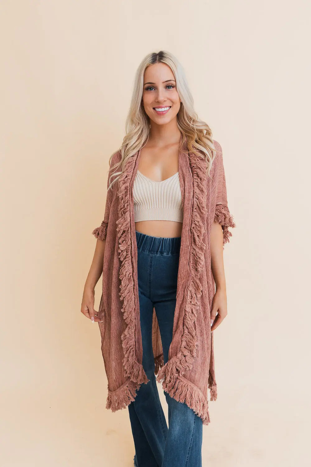 The Sunwashed Prairie Fringe Kimono