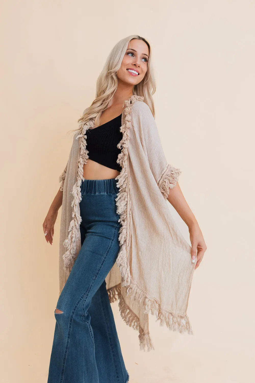 The Sunwashed Prairie Fringe Kimono
