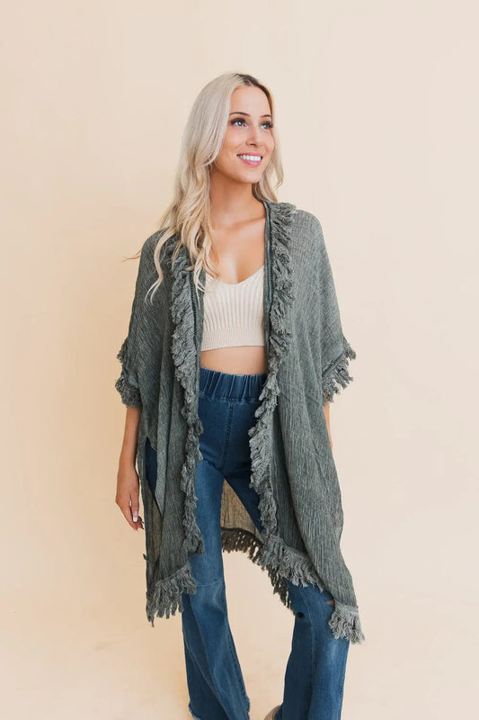 The Sunwashed Prairie Fringe Kimono