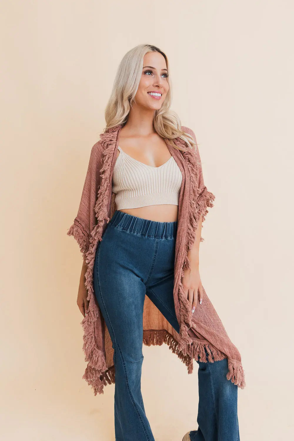 The Sunwashed Prairie Fringe Kimono