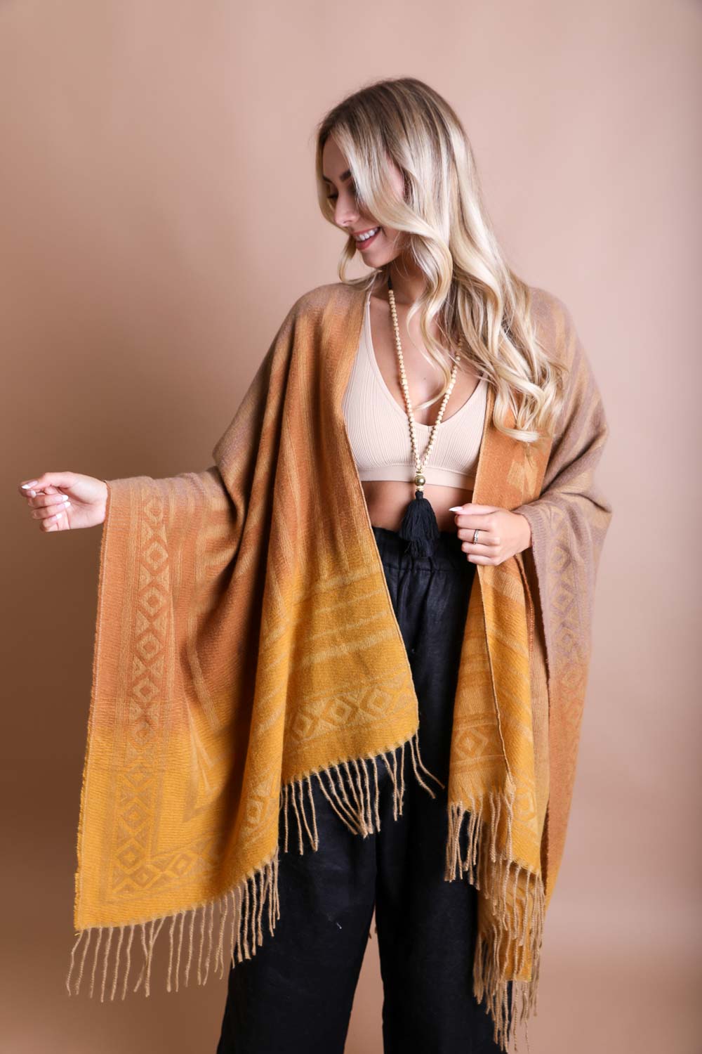 Golden Mesa Tassel Serape Wrap