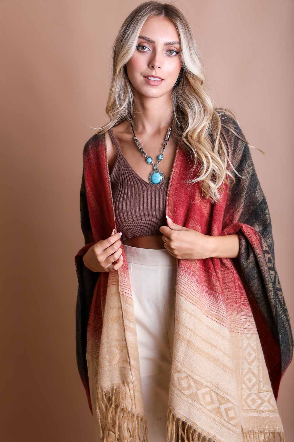 Golden Mesa Tassel Serape Wrap